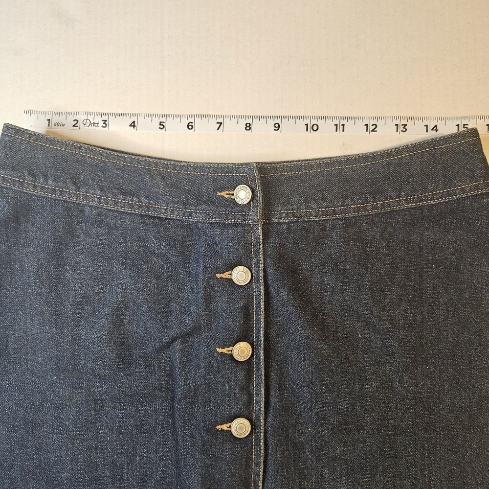 Vintage 90s Button Down Blue Jean Mini Skirt Size 6 Old Navy Denim - Picture 4 of 5